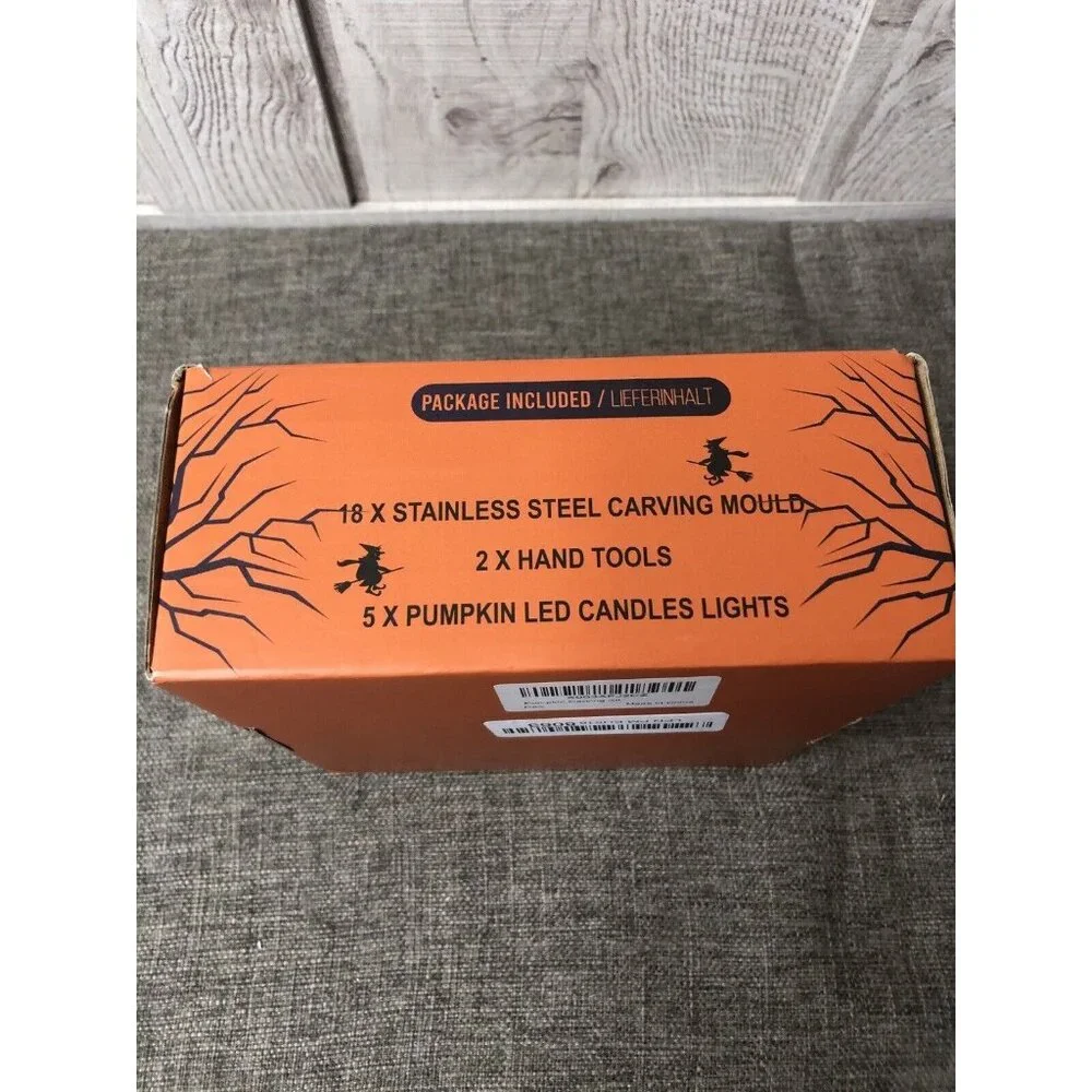 25 Pc Pumpkin Jack O Lantern Halloween Professional Carving Kit & Candle Lights